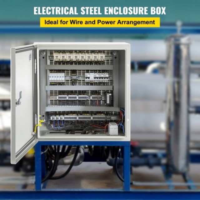 VEVOR NEMA Χαλύβδινο Κουτί 16x16x8 NEMA 4X, IP66 Αδιάβροχο & Ανθεκτικό στη Σκόνη, Εξωτερικού/Εσωτερικού Χώρου, με Πλάκα Στήριξης  DQXJSTCFS40X40X20V0