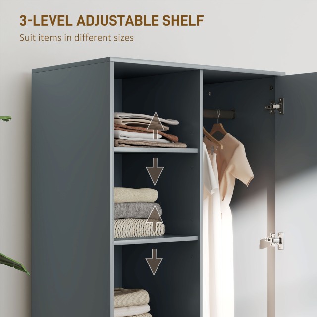HOMCOM Μοντέρνα Ντουλάπα 80x50x124 εκ, Σκούρο Γκρι 831-967V00CG