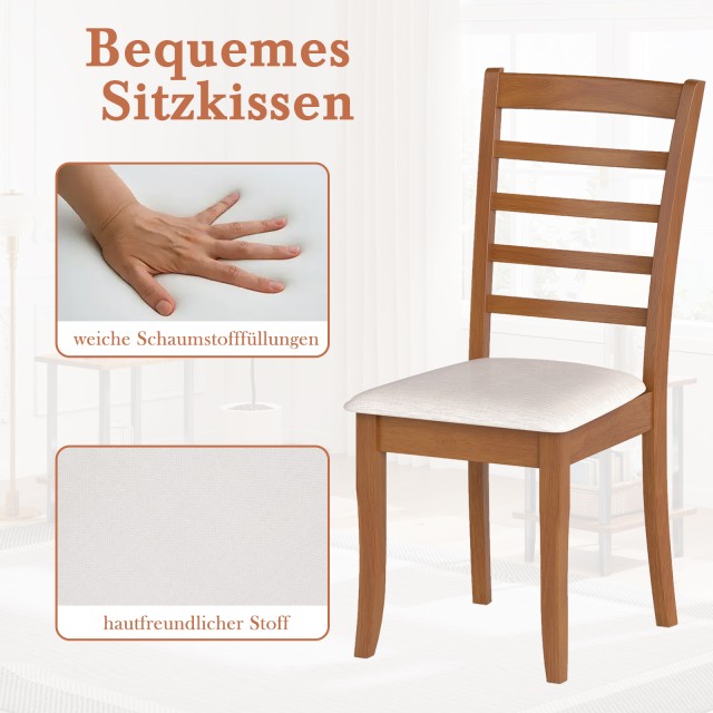 Costway Σετ 2 Μοντέρνων Ξύλινων Καρεκλών Τραπεζαρίας με Επένδυση κα...