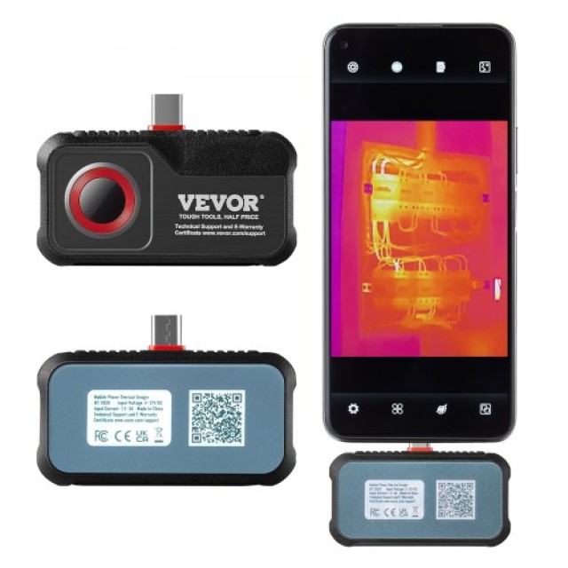VEVOR Θερμική Κάμερα για Android με Ανάλυση Υπέρυθρων 256x192 και Ρυθμό Ανανέωσης 25Hz KDSRCXY25619HODHKV0