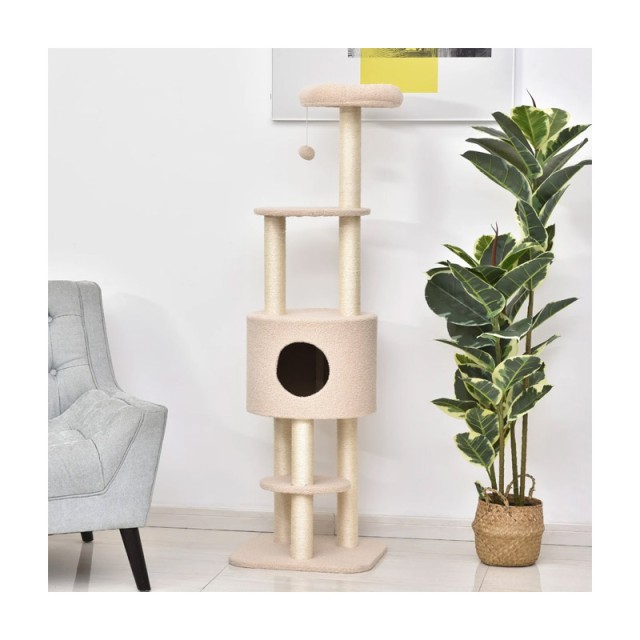 Δέντρο Γάτας - Ονυχοδρόμιο 45 x 40 x 148 cm Χρώματος Μπεζ PawHut D3...