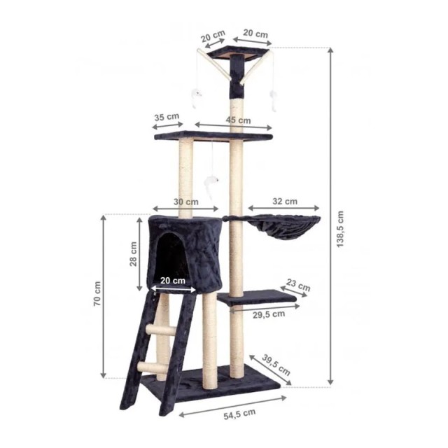 Δέντρο Γάτας - Ονυχοδρόμιο 39.5 x 54.5 x 138.5 cm ModernHome DRAPAK01-Grey