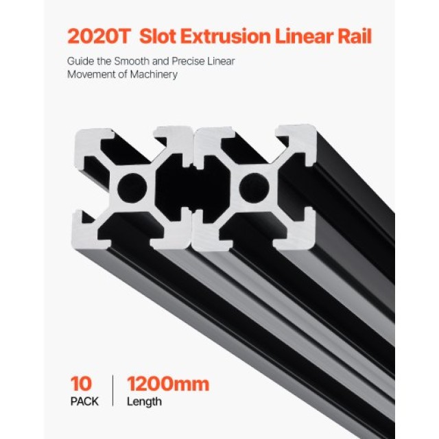 VEVOR 10 Τεμάχια 47.2 (1200mm) T Slot 2020 Ανοδιωμένη Αλουμινένια Ρ...