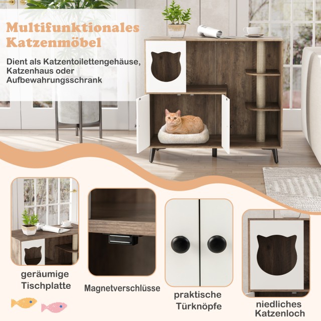 Costway Σκρίνιο Γατοτουαλέτας με 3 Σισάλ Ξύστρες και 5 Μεταλλικά Πό... Costway Σκρίνιο Γατοτουαλέτας με 3 Σισάλ Ξύστρες και 5 Μεταλλικά Πό...