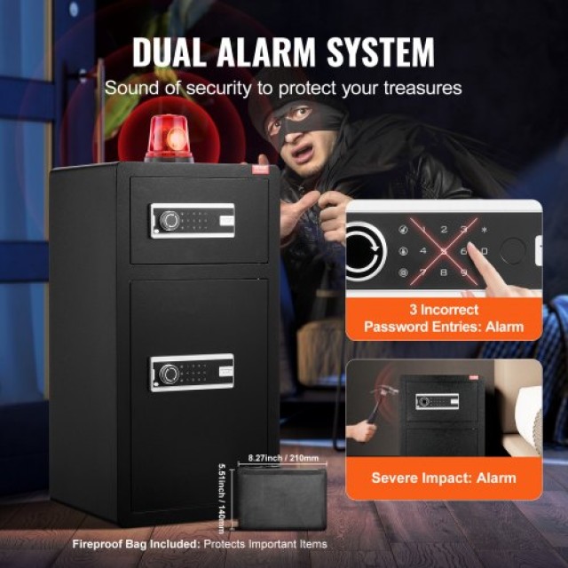 VEVOR Διπλή Πόρτα Χρηματοκιβώτιο 5.5 cu.ft με Κλειδαριά και Κωδικό Μαύρο  LMBXXLS5567CW705UV9