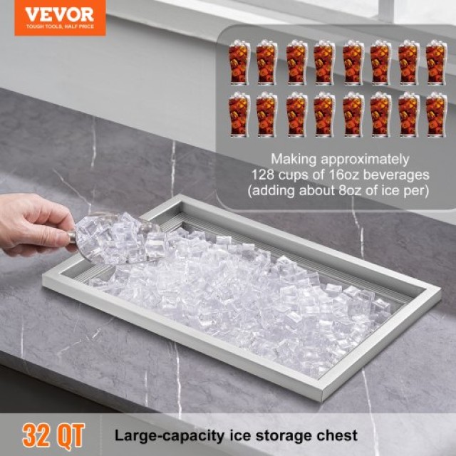 VEVOR Εντοιχιζόμενη Παγοθήκη, 20x14x12 Ανοξείδωτη Ψύκτρα, 40 qt Εξωτερική Κουζίνα, με Καπάκι και Αποστράγγιση  QRSCBCGG20LX8K24PV0
