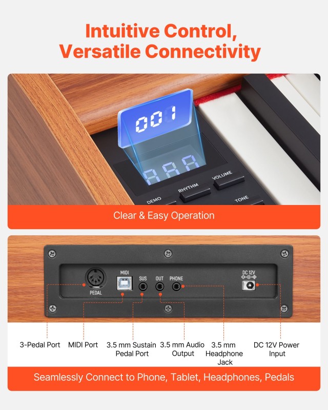 VEVOR 88 Πλήκτρων Πλήρως Ζυγισμένο Ψηφιακό Πιάνο με Διαστάσεις Η349... VEVOR 88 Πλήκτρων Πλήρως Ζυγισμένο Ψηφιακό Πιάνο με Διαστάσεις Η349...