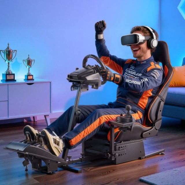 VEVOR Βάση Τιμονιού Αγώνων, Βαρέως Τύπου Προσομοιωτής Συμβατός με L...