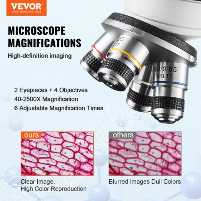 Διόφθαλμο Μικροσκόπιο VEVOR 40X-2500X με Διπλό Μηχανικό Στάδιο  FSXWJ2500XSM1JITDV2