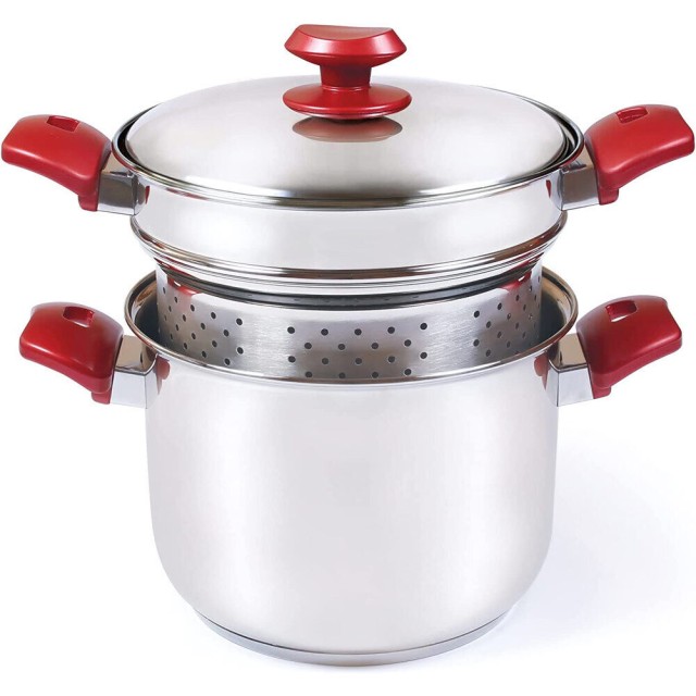 BAKAJI Σετ 3 Τεμαχίων Κατσαρόλες για Ζυμαρικά Ανοξείδωτο Ατσάλι Μαγ...