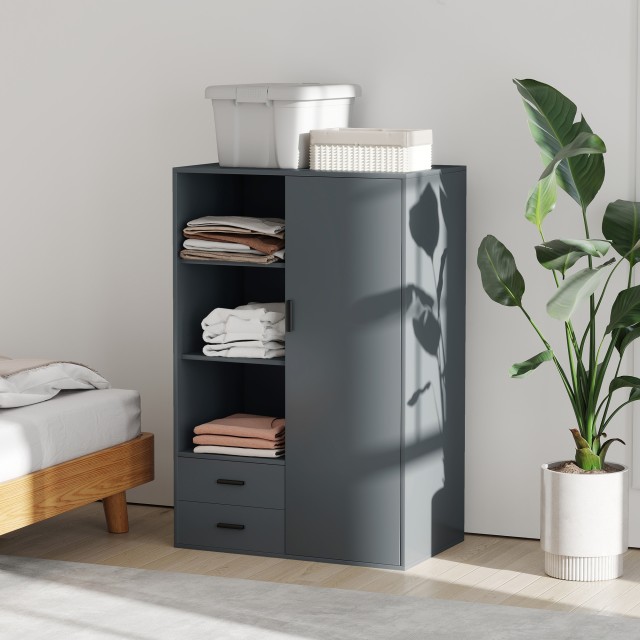 HOMCOM Μοντέρνα Ντουλάπα 80x50x124 εκ, Σκούρο Γκρι 831-967V00CG