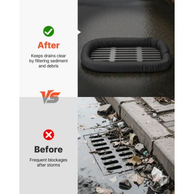 VEVOR Σετ 4 Αποστραγγιστικά Κάλτσας Ιζημάτων 5in x 10ft για Έλεγχο ...