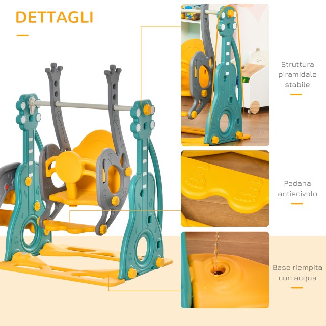 HOMCOM 18 Months-3 Years Baby Slide με ρυθμιζόμενη κούνια και καλάθ...