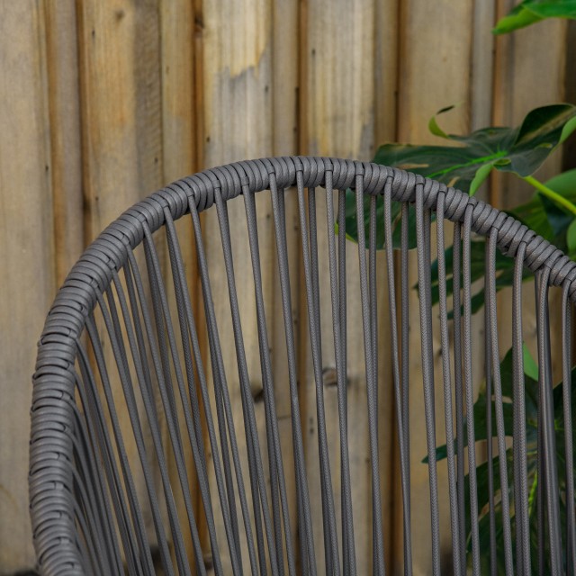 Outsunny Rattan Garden Lounge με 2 πολυθρόνες με μαξιλάρια και γυάλινο τραπεζάκι σαλονιού, γκρι 863-137V00CG