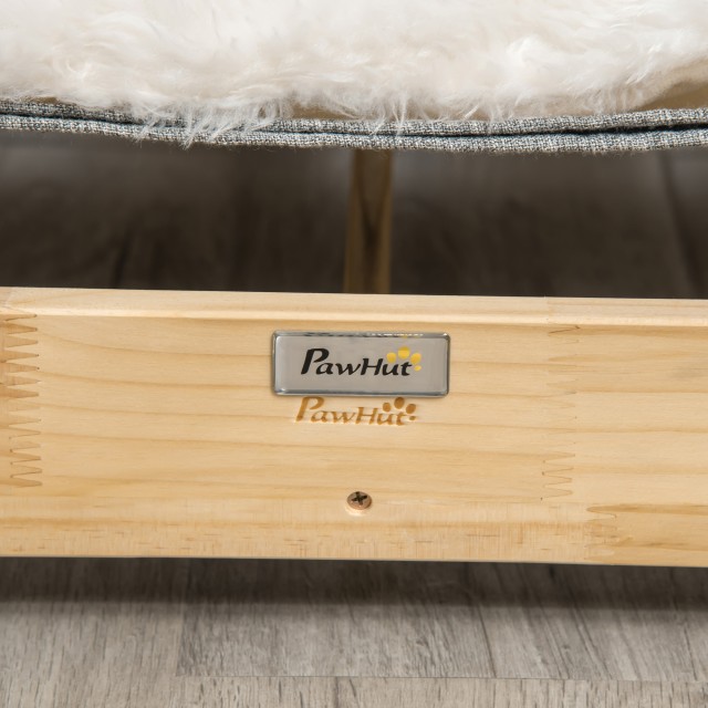 PawHut Indoor Cat Kennel με αφαιρούμενο βελούδινο μαξιλάρι και ξύλινο πλαίσιο, 68x43x20cm - Λευκό / Γκρι D30-457