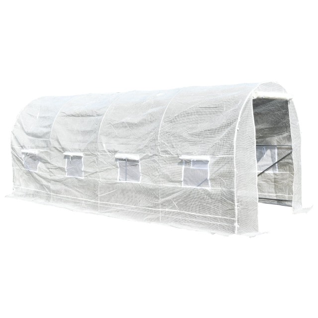 Θερμοκήπια Outsunny Garden Greenhouse Agricultural Tunnel (5 x 2 x 2m) με μεταλλική κατασκευή και φύλλο πολυαιθυλενίου - λευκό 845-071V02