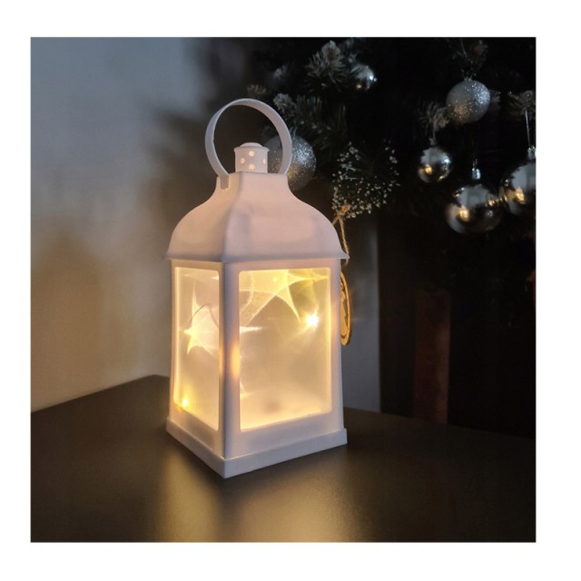 Διακοσμητικό LED Φανάρι με 3D Αστέρια από Πλαστικό 10 x 10 x 22 cm Ruhhy 20589