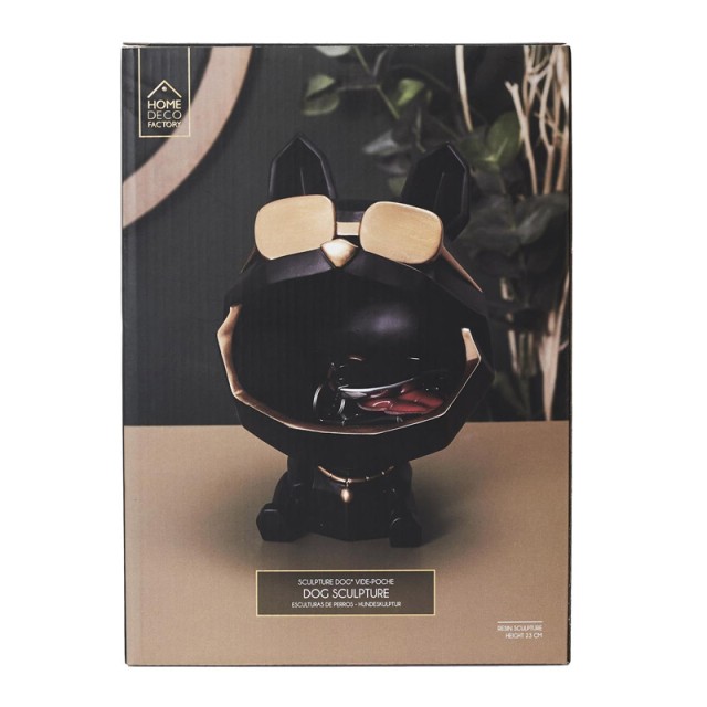 Διακοσμητικός Σκύλος Πολυρητίνης 17 x 17 x 23.5 cm Χρώματος Μαύρο Home Deco Factory HD1306