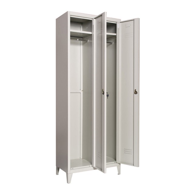 Δίφυλλη Μεταλλική Ντουλάπα Εξωτερικού Χώρου με Χώρισμα και 2 Ράφια ...