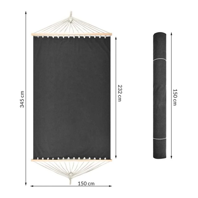 Διπλή Αιώρα 345 x 150 cm Χρώματος Ανθρακί Bakaji 02814201