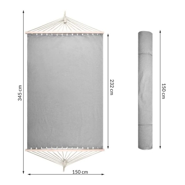 Διπλή Αιώρα 345 x 150 cm Χρώματος Γκρι Bakaji 02814200