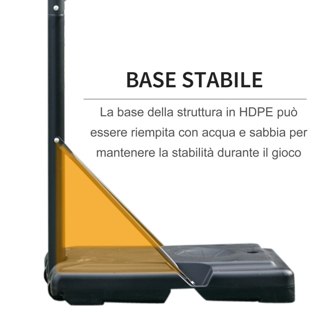 HOMCOM Τσέρκι Μπάσκετ Ρυθμιζόμενο Ύψος 231-305cm, Βάση με Ρόδες και Ατσάλινο Κατασκευή, Backboard σε Διάφανο PVC -Μαύρο A61-024