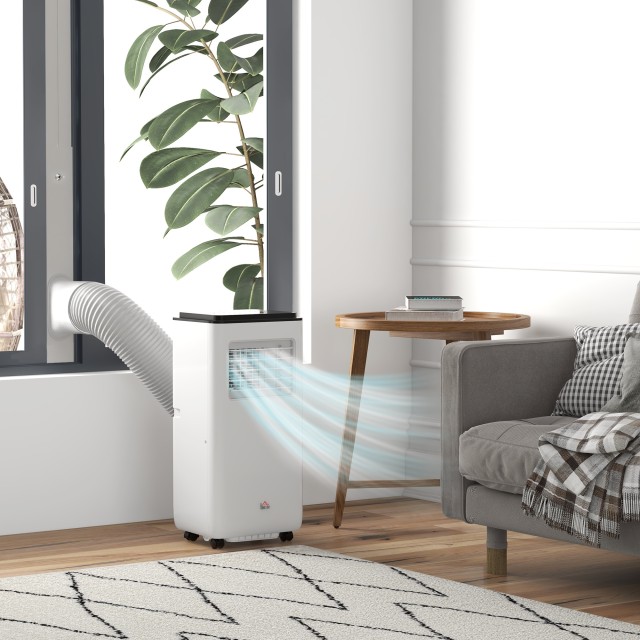 HOMCOM Φορητό Κλιματιστικό 750W με 5 Λειτουργίες και 2 Ταχύτητες, σε Πλαστικό και Ατσάλι, 33x28x70,4 cm, Λευκό 823-058V90WT
