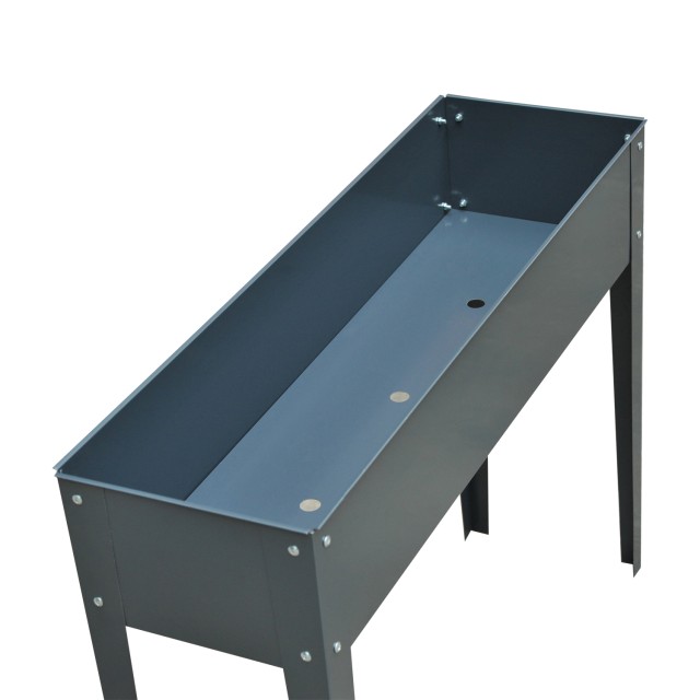 Outsunny Raised Outdoor Metal Plant with 3 Drinage Trops, 100x30x80 cm, Grey 845-085GY