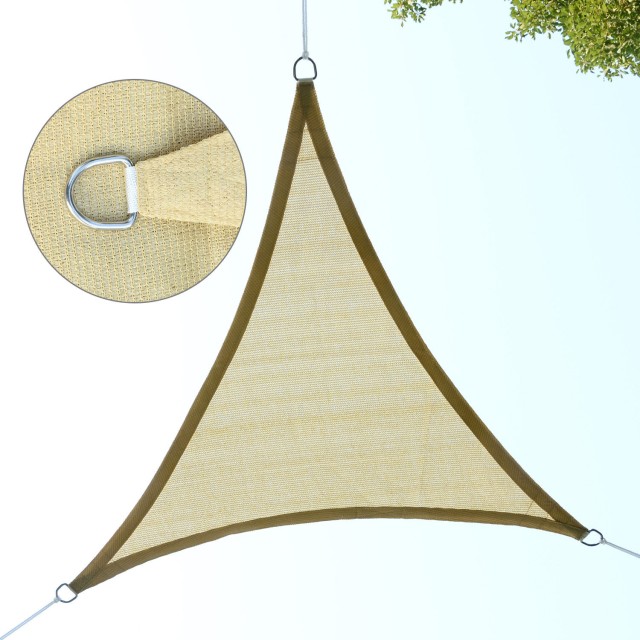 Outsunny Triangular Awning - Anti UV Sail Shade - Beige 5x5x5m 01-0622