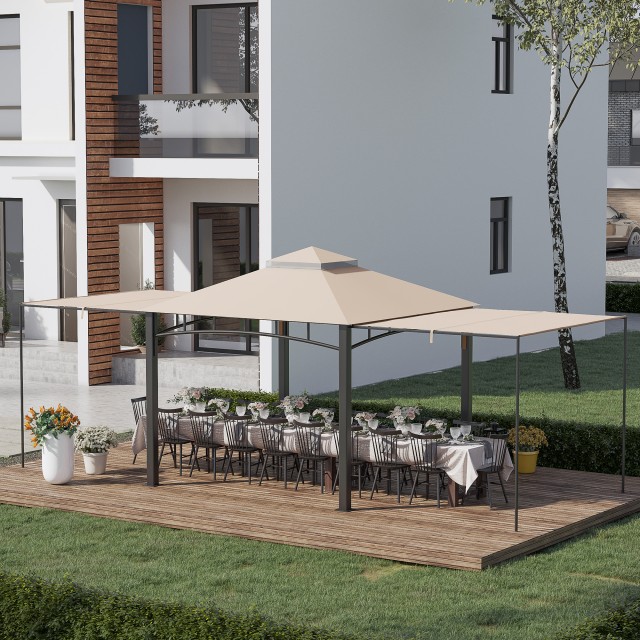Outsunny 3x3 m Garden Gazebo με Πλαϊνή Τέντα, Ύψος 288 cm, Χακί 84C-367V00KK