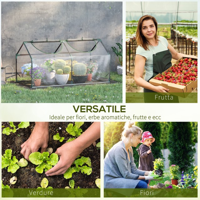 Outsunny Mini Garden Θερμοκήπιο με 2 κυλιόμενα παράθυρα και κάλυμμα PVC Anti-UV, 119x60x60cm, Διαφανές 845-368V04