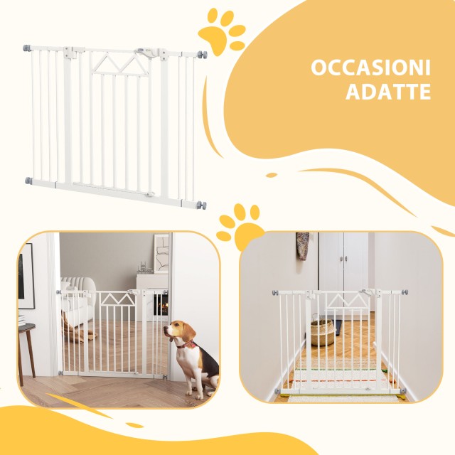 PawHut Gate για Small and Medium Dogs with Automatic Close, in Steel and PA, 74-100x76 cm, White D06-216V00WT