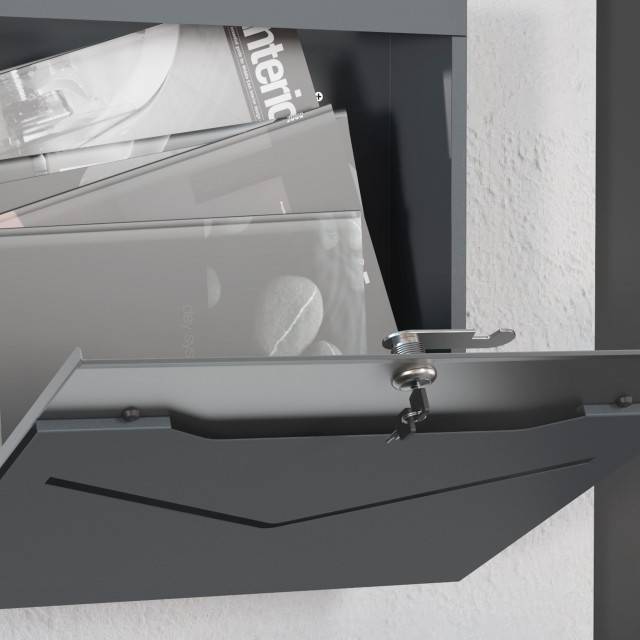 HOMCOM Steel Mailbox με 2 κλειδιά ασφαλείας, V-Slot και Drainage Hole, 37x10,5x37 cm, Γκρι B80-013V00CG