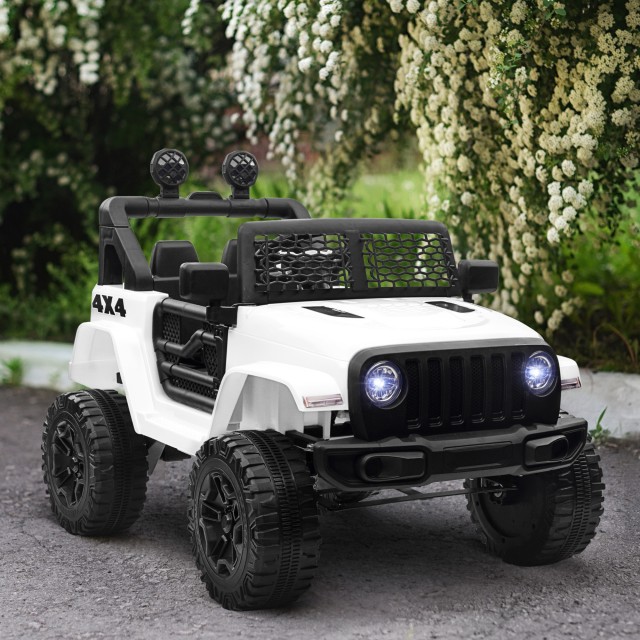HOMCOM Electric Ride-On Vehicle for Children Jeep Off-Road με τηλεχειριστήριο και 2 ταχύτητες, 100x65x72 cm, Λευκό 370-142V91WT