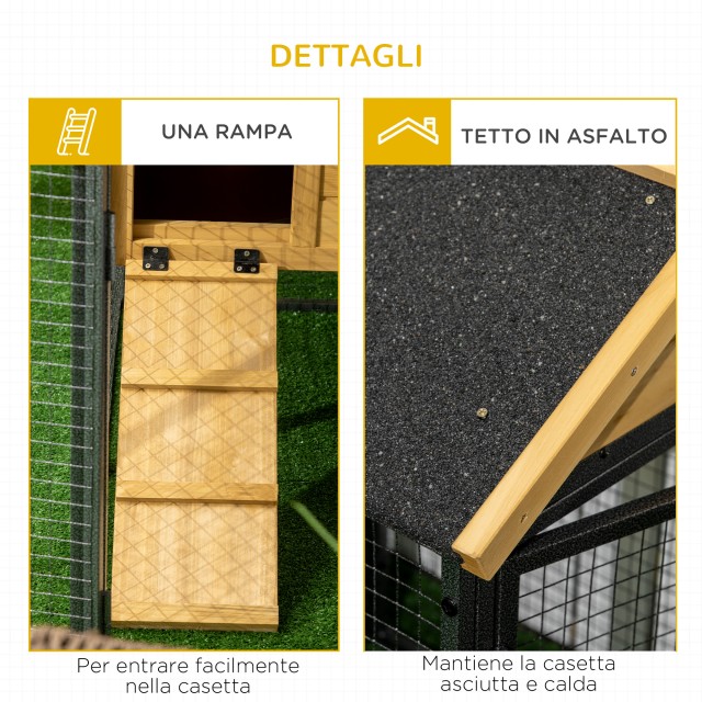 PawHut 2 Tier Spruce and Steel Hutch για κουνέλι εξωτερικού χώρου με αφαιρούμενο δίσκο, σπιτάκι κουνελιού και περιοχή τρεξίματος, 120x55,5x80 cm, κίτρινο και μαύρο D51-354V00BK