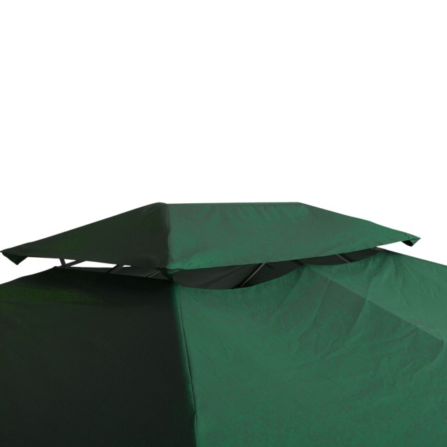 Outsunny 4x3m 2-Tier Polyester Gazebo κάλυμμα με ιμάντες και 10 οπές αποστράγγισης, πράσινο 84C-102GN