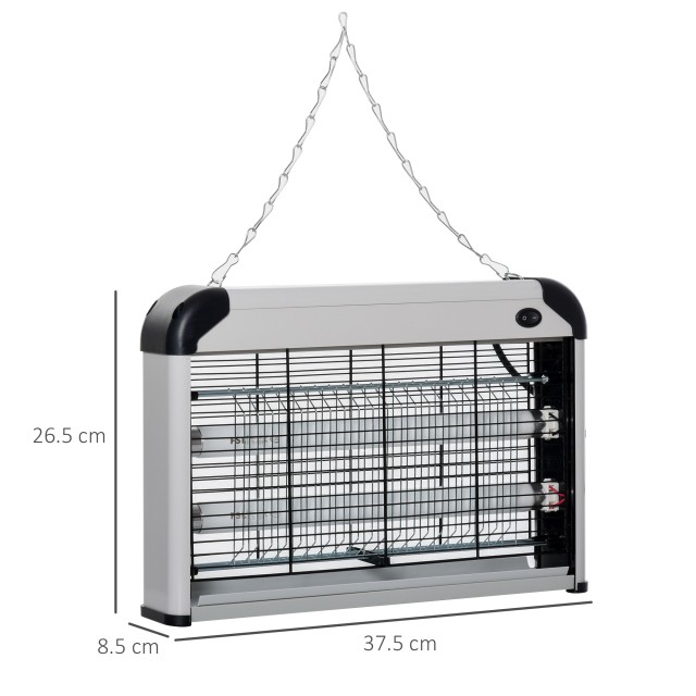 Outsunny Outsunny Outdoor and Indoor Insect Killer με Λάμπα LED Κουνουπιών για 60m², Electric Kunuto Killer 20W Silver 849-011SR