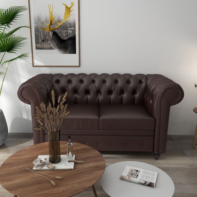 2θέσιος καναπές στυλ Chesterfield με αφαιρούμενο μαξιλάρι, από συνθ...