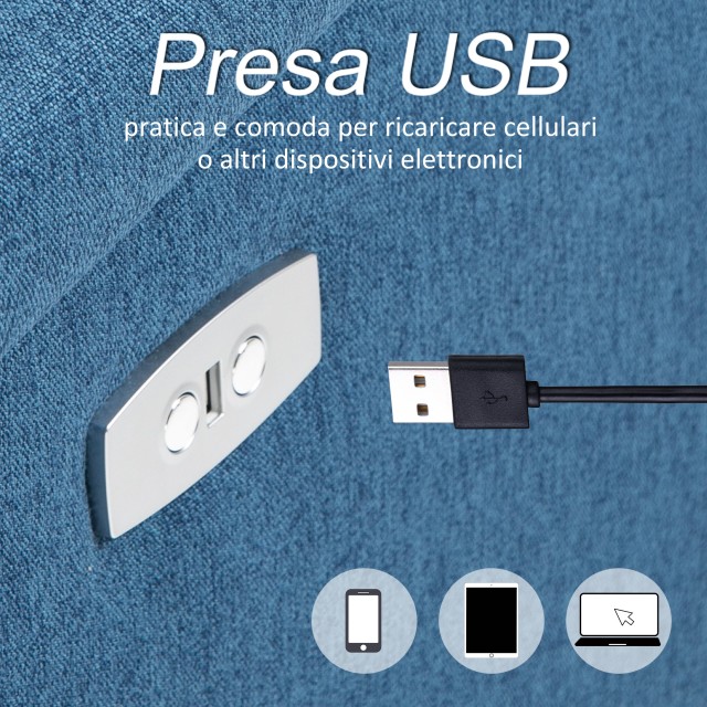 Πολυθρόνα HOMCOM Electric Relax με ανακλινόμενη πλάτη 160°, στήριγμα ποδιών και θύρα USB, μπλε λινό 833-844