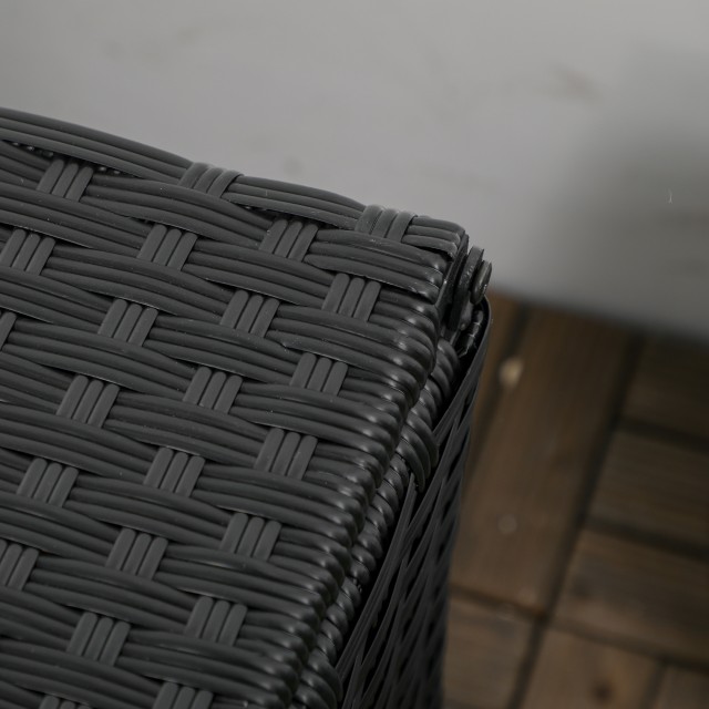 Outsunny Rattan and Steel Garden Storage Box με Καπάκι, 95x60x58cm, Μαύρο 865-011V00BK
