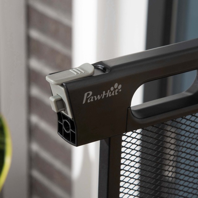 PawHut Extendable Pressure Dog Gate με Αυτόματο Κλείσιμο, σε ατσάλι και ABS, 75-103x76 cm, Μαύρο D06-144V01BK
