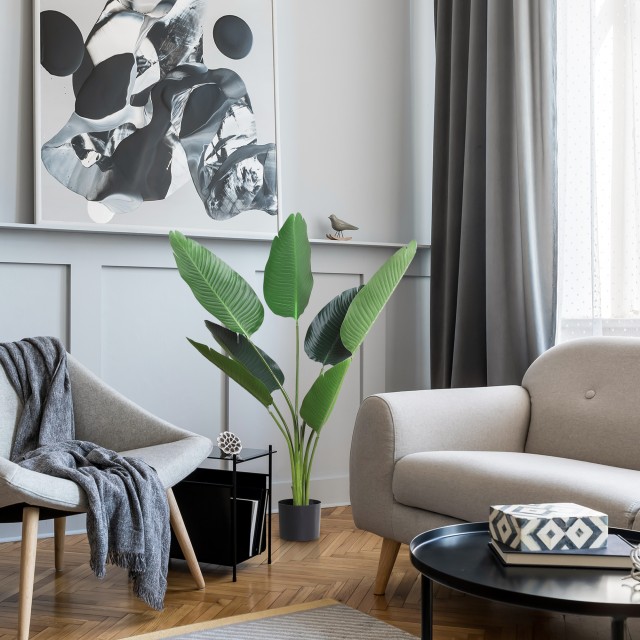 Φυτό Outsunny Τεχνητό Bird of Paradise Ύψος 120 cm με γλάστρα για εσωτερικούς και εξωτερικούς χώρους 844-266