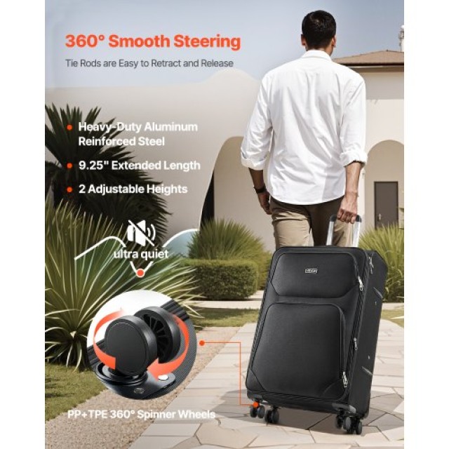 VEVOR Μαύρη Βαλίτσα 71cm με Ρόδες Σπίνερ BYKSTXBYHS2881CTJ001V0
