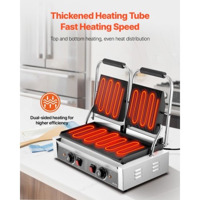 VEVOR Επαγγελματική Τοστιέρα Πρέσα Σάντουιτς Γκριλ Πλάκα 48x23cm SY...