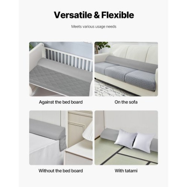 VEVOR Μαξιλάρι Σφήνα Κεφαλαριού 76 x 6 x 4.5 για Κενό Κρεβατιού 0-4...