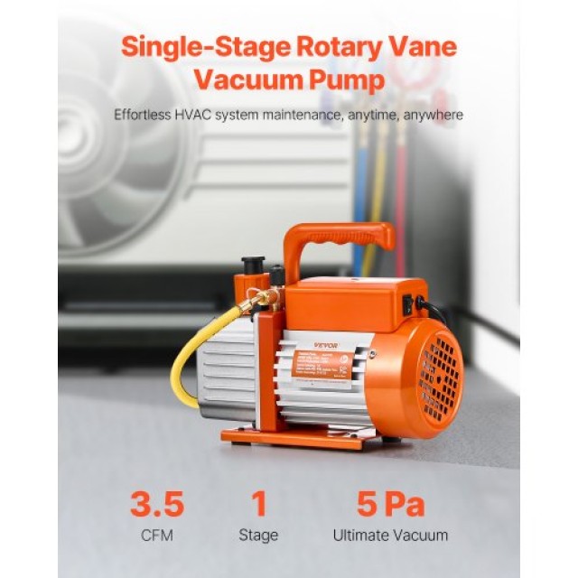 VEVOR Αντλία Κενού 3.5 CFM HVAC Μονοβάθμια Περιστροφική Πτερωτή με Συμπεριλαμβανόμενο Λάδι ZKBLJDJ14HP3PN8VEV2