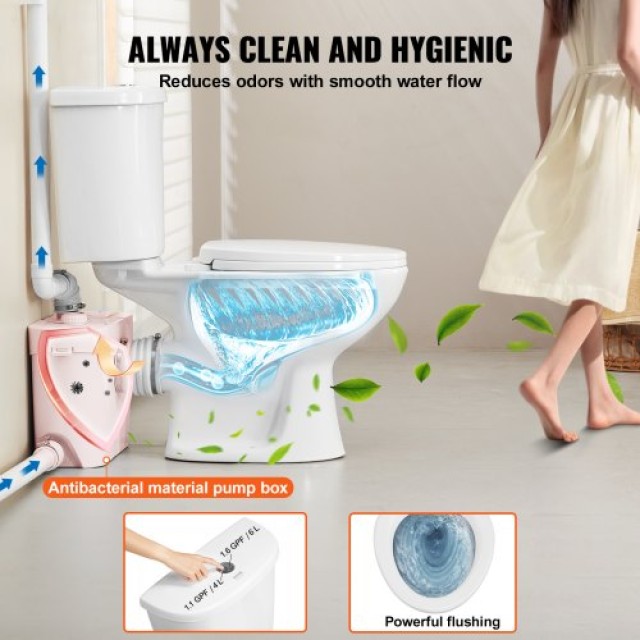 VEVOR  Σύστημα Μακέρασης Τουαλέτας με Αντλία 700W για Υπόγειο ZHSKU00000000000069