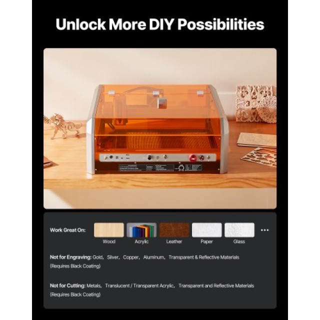 VEVOR Μηχάνημα Λέιζερ Χαρακτικής και Κοπής, 20W, με Κάμερα και Κάλυ...