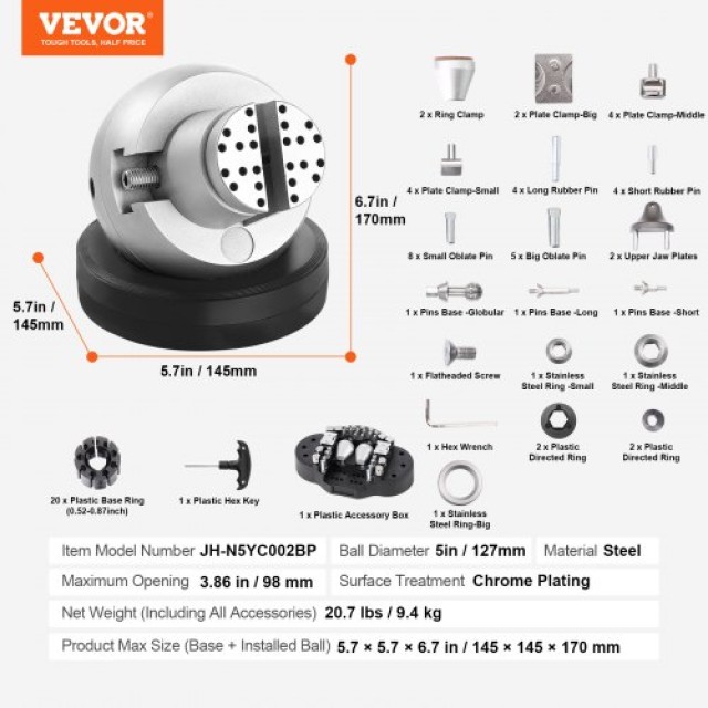 VEVOR Μπάλα Βάση 5 για Χάραξη, 360° Περιστροφή, 69 Εξαρτήματα για Κοσμήματα και Μικροχάραξη  WNXZSZYHDGHJQ1VD3V0