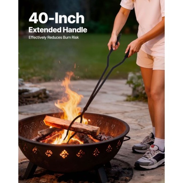 VEVOR Σετ Εργαλείων Τζακιού 3 Τεμαχίων με Βάση, Λαβίδες και Πόκερ Σ...